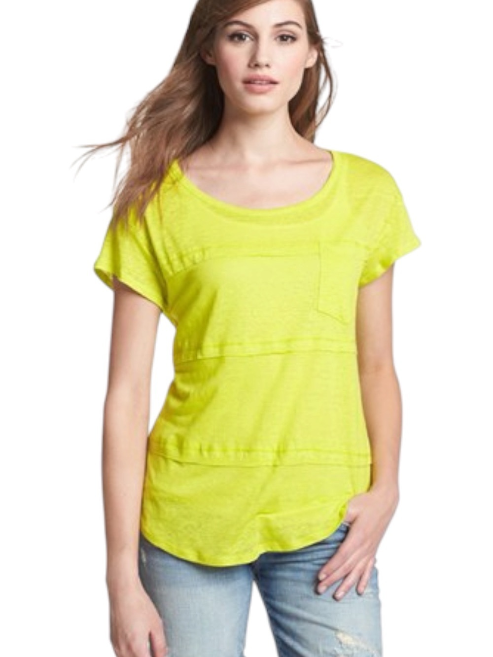 NWT Olivia Moon Lime Layered Linen Tee—Size Small & Extra Small